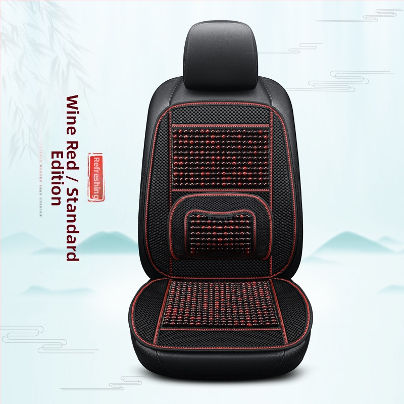 Autóülés párna fa gyöngyökkel, kézi masszázs funkció, lélegző Ice Silk huzat, egy darabban a vezető és az utas számára