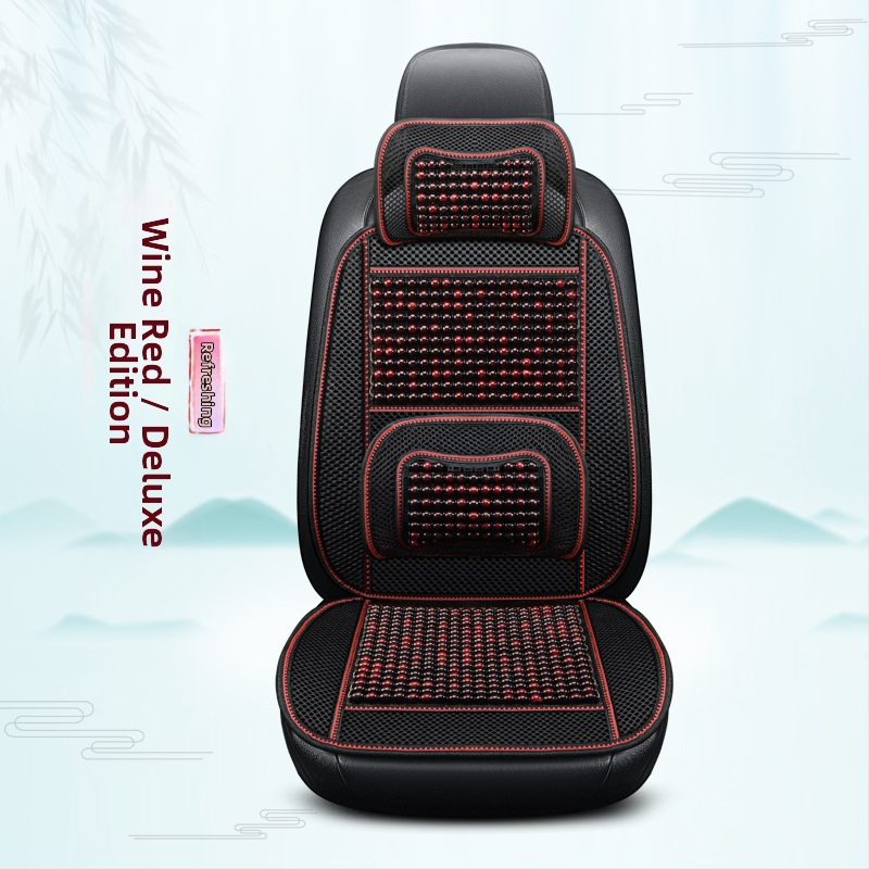 Autóülés párna fa gyöngyökkel, kézi masszázs funkció, lélegző Ice Silk huzat, egy darabban a vezető és az utas számára