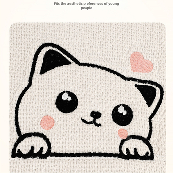 Многочастен комплект подложки за автомобилни седалки с карикатурен дизайн котешко сърце, подходящ за всички сезони, дишаща повърхност, пълнеж от синтетично влакно, включва седална и облегална подложка