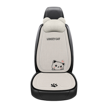 Многочастен комплект подложки за автомобилни седалки с карикатурен дизайн котешко сърце, подходящ за всички сезони, дишаща повърхност, пълнеж от синтетично влакно, включва седална и облегална подложка