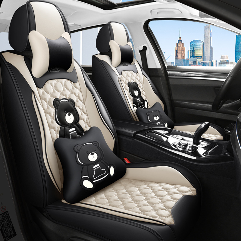Teljes körű autóülésvédő, rajzfilm-szerű stílus, PU bőr, töltet szintetikus rostokból, Xin Meng De, négy évszakos használatra