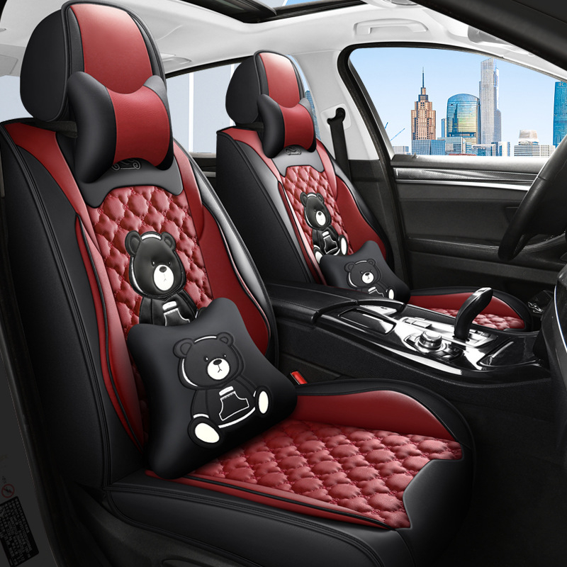 Teljes körű autóülésvédő, rajzfilm-szerű stílus, PU bőr, töltet szintetikus rostokból, Xin Meng De, négy évszakos használatra