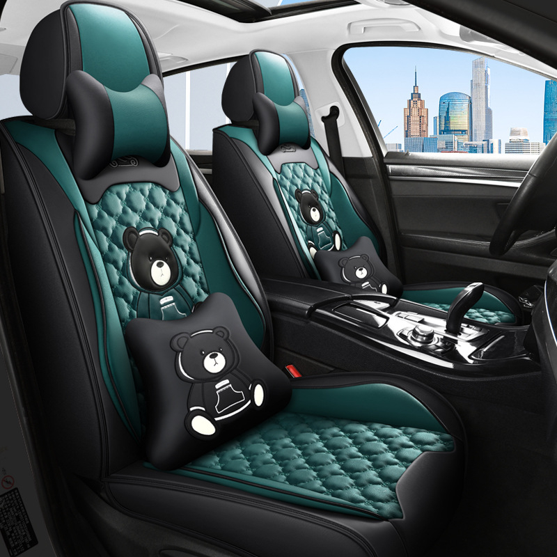 Teljes körű autóülésvédő, rajzfilm-szerű stílus, PU bőr, töltet szintetikus rostokból, Xin Meng De, négy évszakos használatra