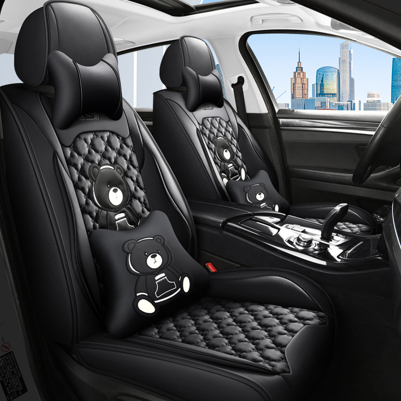 Teljes körű autóülésvédő, rajzfilm-szerű stílus, PU bőr, töltet szintetikus rostokból, Xin Meng De, négy évszakos használatra