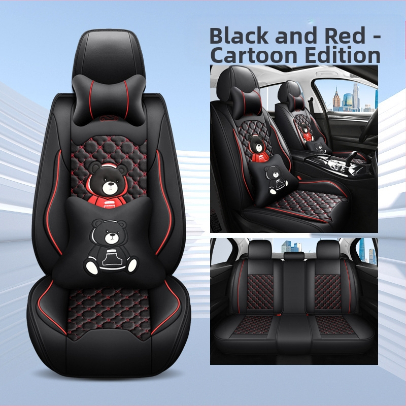 Teljes körű autóülésvédő, rajzfilm-szerű stílus, PU bőr, töltet szintetikus rostokból, Xin Meng De, négy évszakos használatra