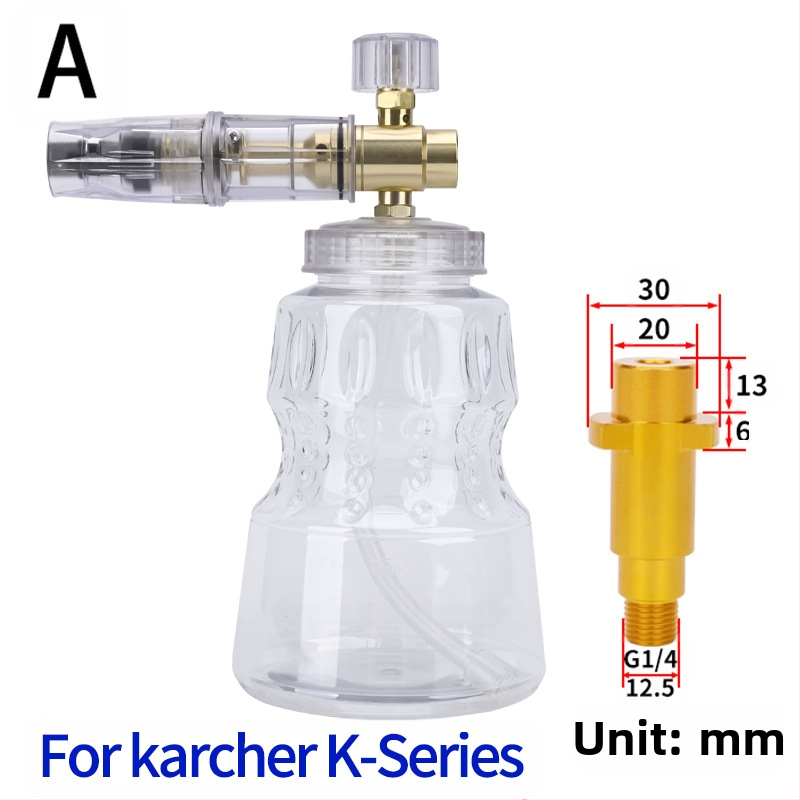 Duză de spumă cu presiune înaltă pentru spălarea mașinilor – corp din aluminiu placat cu cupru, plastic; distanță de pulverizare 2 m; presiune 276 bar / 4000 psi; greutate 0,4 kg; dimensiuni 16×13×18 cm