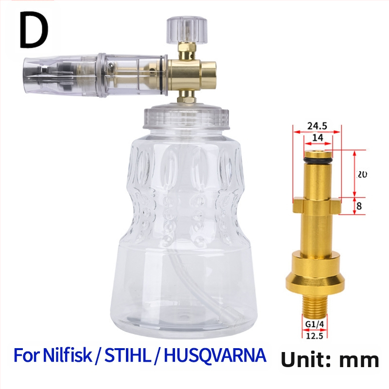 Duză de spumă cu presiune înaltă pentru spălarea mașinilor – corp din aluminiu placat cu cupru, plastic; distanță de pulverizare 2 m; presiune 276 bar / 4000 psi; greutate 0,4 kg; dimensiuni 16×13×18 cm