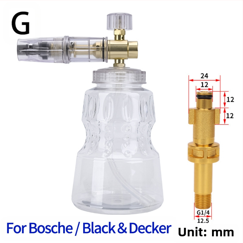 Duză de spumă cu presiune înaltă pentru spălarea mașinilor – corp din aluminiu placat cu cupru, plastic; distanță de pulverizare 2 m; presiune 276 bar / 4000 psi; greutate 0,4 kg; dimensiuni 16×13×18 cm