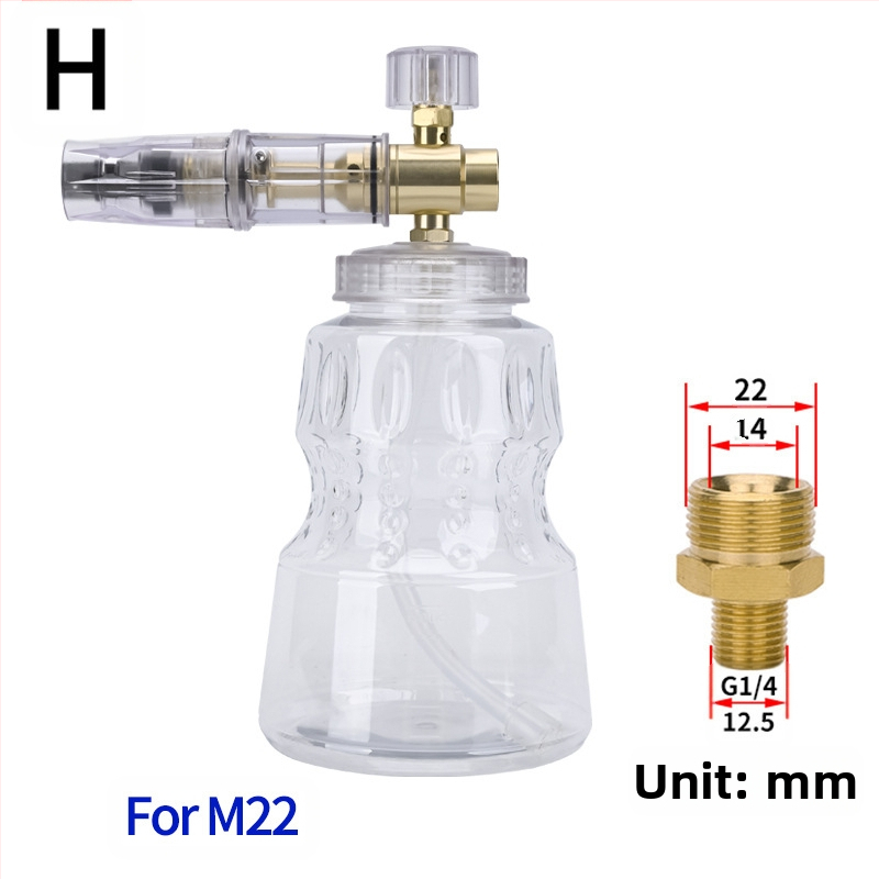 Duză de spumă cu presiune înaltă pentru spălarea mașinilor – corp din aluminiu placat cu cupru, plastic; distanță de pulverizare 2 m; presiune 276 bar / 4000 psi; greutate 0,4 kg; dimensiuni 16×13×18 cm