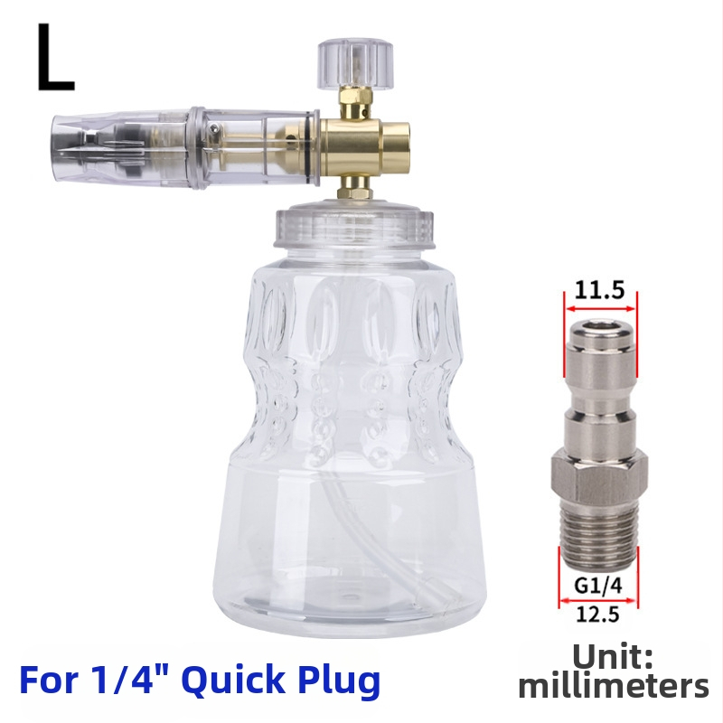 Duză de spumă cu presiune înaltă pentru spălarea mașinilor – corp din aluminiu placat cu cupru, plastic; distanță de pulverizare 2 m; presiune 276 bar / 4000 psi; greutate 0,4 kg; dimensiuni 16×13×18 cm