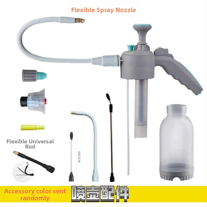 Arbatinuko/laistymo purkštuvo komplektas su universalia lazdele, teleskopiniu išplėtimu, putojančiu purkštuvu, burbulų purkštuvu