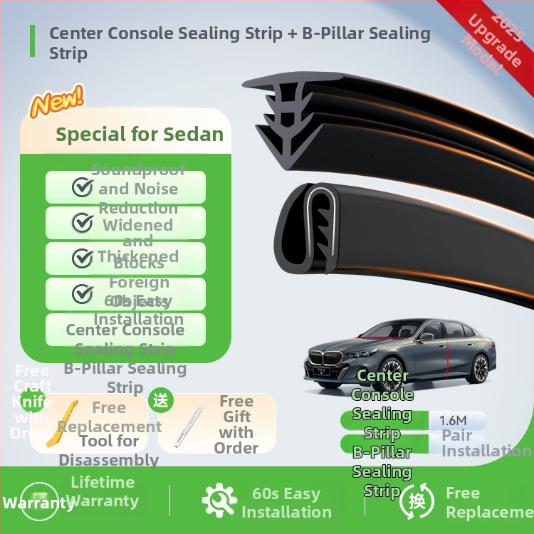 Automobilio centrinės konsolės sandarinimo juosta – guminė garso izoliacijos juosta, modelis Central control sealing strip 2; suderinama su automobiliais, SUV, MPV, pikapais ir box sunkvežimiais
