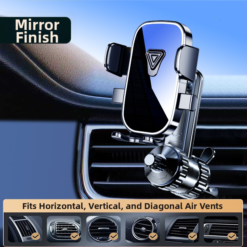 Autótelefon-tartó a műszerfalra és a szellőzőbe – vízszintes és függőleges kijelző, kattintásos rögzítés, univerzális autókhoz