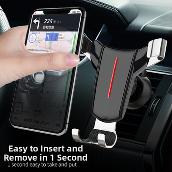 Автомобилен държач за телефон с гравитационен механизъм и щипка за въздушен изход, алуминиева сплав, универсален