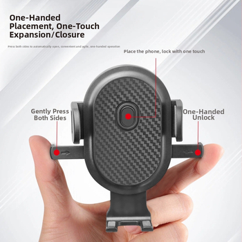 Държач за телефон за кола с въртене на 360°, регулируем, за монтаж върху въздушен отвор – щипков монтаж