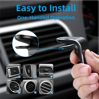 Автомобилен магнитен държач за телефон за въздушен вентил – универсален, Snap-on монтаж, клип за въздушен отвор, Серия F19, силен магнит