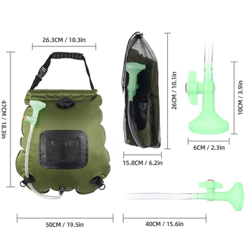 Vanjska vodena torba za kampiranje, prijenosna tuš torba, 20 L, PVC i vodootporna tkanina