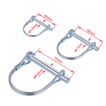 Priekabų/RV tvirtinimo komplektas: apvalūs ir kvadratiniai kaiščiai, saugos kaiščiai, užrakinimo kaiščiai, priekabų sagtelės; prekės ženklas CVP/YUJIA; apdorojimo ir pritaikymo galimybė; privatūs ženklai prieinami