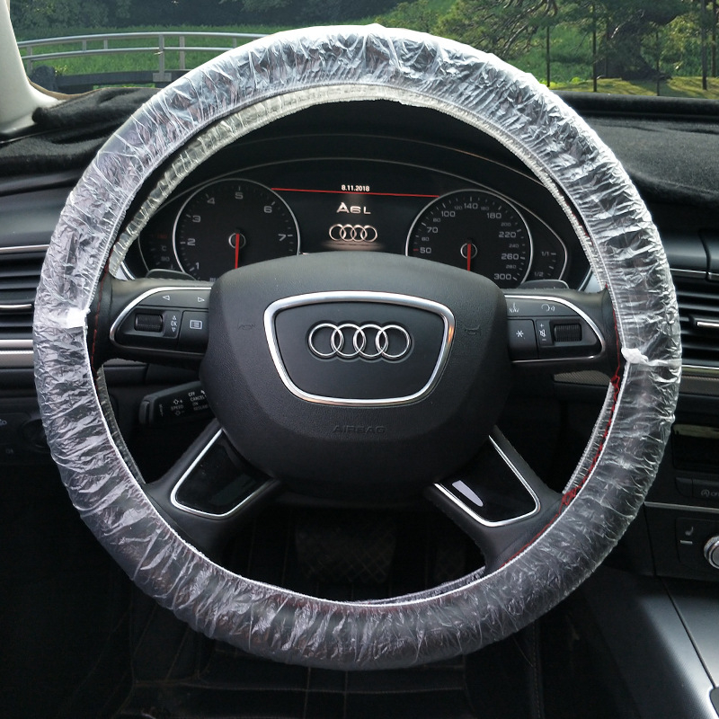 Κάλυμμα τιμονιού αυτοκινήτου μίας χρήσης, αδιάβροχο, προστασία από βρωμιά, από πλαστικό, συμβατό με πολλά μοντέλα, εύκολη εγκατάσταση