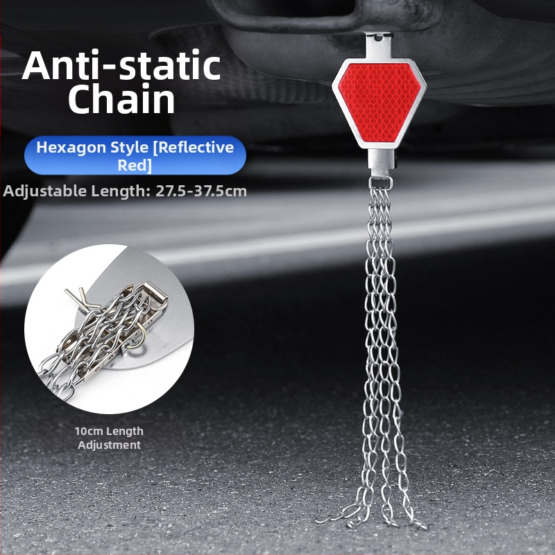 Automobilio statinio eliminatorius – reguliuojamas keturių grandinių metalinis atspindintis elektrostatinis diržas, pakabinamas tipas, antistatinis (Prekės ženklas: Turning Point)