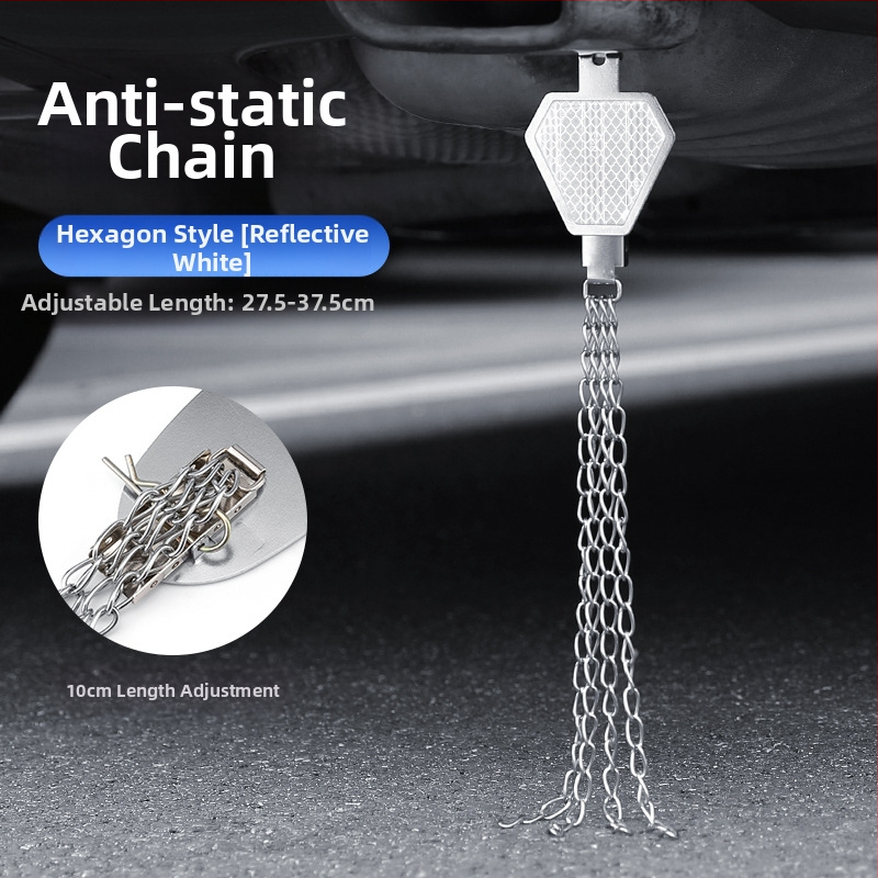 Automobilio statinio eliminatorius – reguliuojamas keturių grandinių metalinis atspindintis elektrostatinis diržas, pakabinamas tipas, antistatinis (Prekės ženklas: Turning Point)