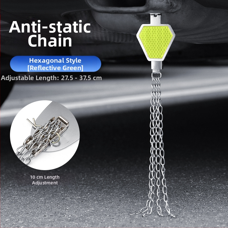 Automobilio statinio eliminatorius – reguliuojamas keturių grandinių metalinis atspindintis elektrostatinis diržas, pakabinamas tipas, antistatinis (Prekės ženklas: Turning Point)