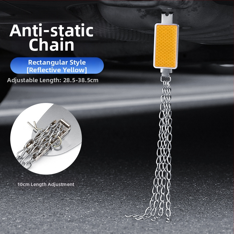 Automobilio statinio eliminatorius – reguliuojamas keturių grandinių metalinis atspindintis elektrostatinis diržas, pakabinamas tipas, antistatinis (Prekės ženklas: Turning Point)