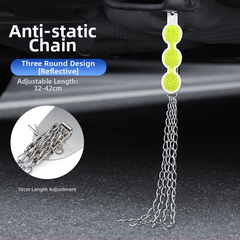 Automobilio statinio eliminatorius – reguliuojamas keturių grandinių metalinis atspindintis elektrostatinis diržas, pakabinamas tipas, antistatinis (Prekės ženklas: Turning Point)