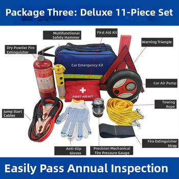 Σετ Έκτακτης Ανάγκης Αυτοκινήτου με Πυροσβεστήρα, Κιτ Πρώτων Βοηθειών και Διασωστικά Εργαλεία – Προσαρμοζόμενο Πακέτο Έκτακτης Ανάγκης