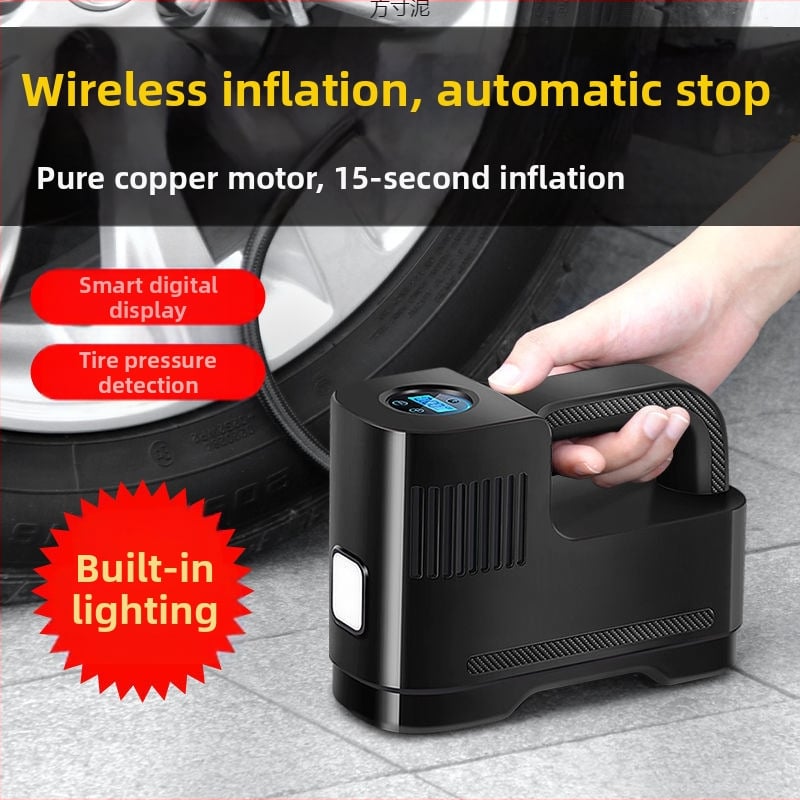 Φορητός ασύρματος αντλητής ελαστικών αυτοκινήτου, μονοκύλινδρος, 120W, 30 L/min, συνεχής λειτουργία 1–5 λεπτά