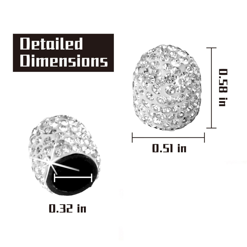 Καπάκι βαλβίδας ελαστικού με διαμάντια, υλικό καουτσούκ, μάρκα Double heng, εγκατάσταση με βίδωμα, συμβατό με όλα τα μοντέλα