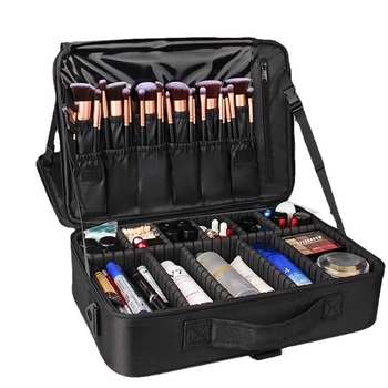 Τσαντάκι μακιγιάζ με διαχωριστικά αποθήκευσης, Oxford ύφασμα, φερμουάρ, μονόχρωμο, αδιάβροχο και ανθεκτικό σε κραδασμούς, με επεκτεινόμενο στρώμα