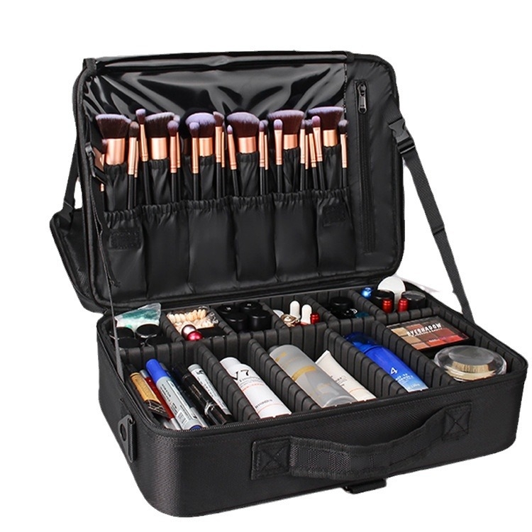 Torbica za šminku s pretincima za pohranu, Oxford materijal, zatvarač, jednobojna boja, vodoodporna i otporna na udarce, s proširivim slojem