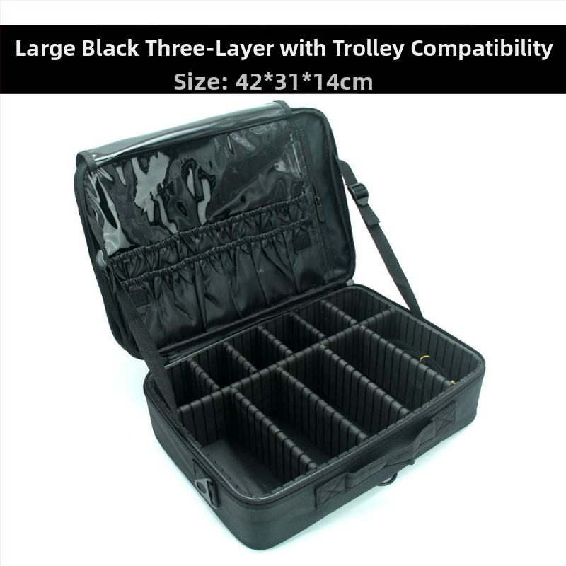 Torbica za šminku s pretincima za pohranu, Oxford materijal, zatvarač, jednobojna boja, vodoodporna i otporna na udarce, s proširivim slojem