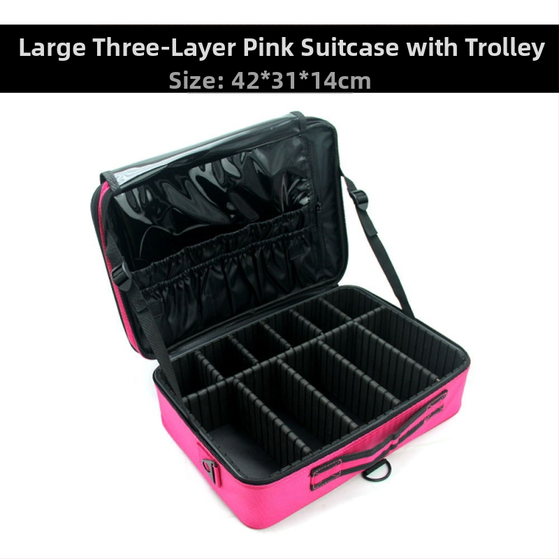 Torbica za šminku s pretincima za pohranu, Oxford materijal, zatvarač, jednobojna boja, vodoodporna i otporna na udarce, s proširivim slojem