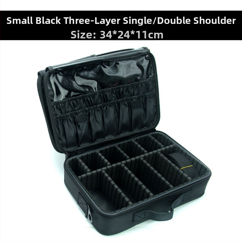 Torbica za šminku s pretincima za pohranu, Oxford materijal, zatvarač, jednobojna boja, vodoodporna i otporna na udarce, s proširivim slojem