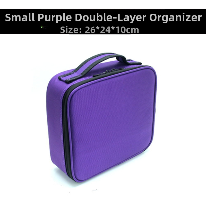 Torbica za šminku s pretincima za pohranu, Oxford materijal, zatvarač, jednobojna boja, vodoodporna i otporna na udarce, s proširivim slojem