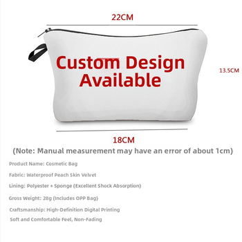 Козметична чанта за пътуване с принт на луна и слънце, цветово блокирана, портативна (Материал: полиестер; Подплата: полиестер; Стил: модерен и готин)