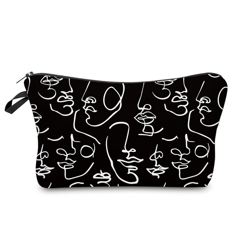 Geantă de makeup de călătorie cu imprimă lună și soare, bloc de culoare, portabilă (Material: Poliester; Captuseala: Poliester; Stil: Modern și cool)