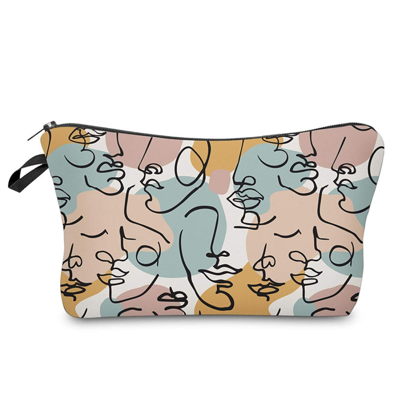 Geantă de makeup de călătorie cu imprimă lună și soare, bloc de culoare, portabilă (Material: Poliester; Captuseala: Poliester; Stil: Modern și cool)