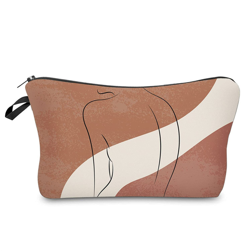 Geantă de makeup de călătorie cu imprimă lună și soare, bloc de culoare, portabilă (Material: Poliester; Captuseala: Poliester; Stil: Modern și cool)