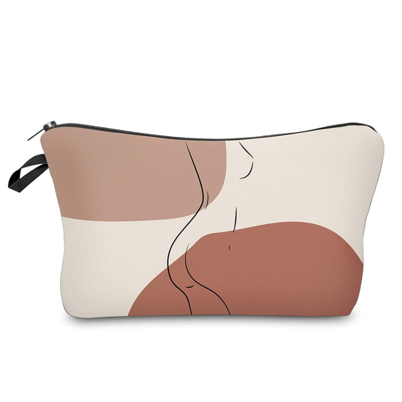 Geantă de makeup de călătorie cu imprimă lună și soare, bloc de culoare, portabilă (Material: Poliester; Captuseala: Poliester; Stil: Modern și cool)