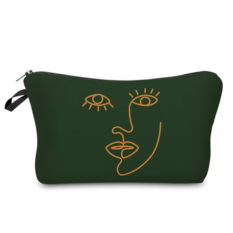 Geantă de makeup de călătorie cu imprimă lună și soare, bloc de culoare, portabilă (Material: Poliester; Captuseala: Poliester; Stil: Modern și cool)