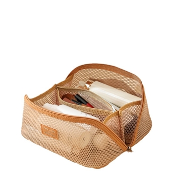 Мрежеста козметична чанта за жени - преносима, с голям капацитет, многофункционална с разделени отделения