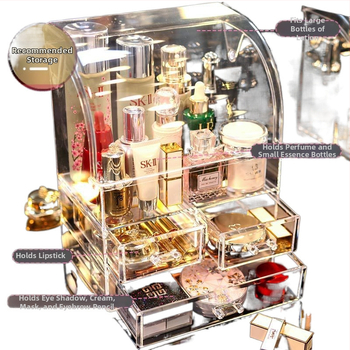 Διάφανος πλαστικός οργανωτής καλλυντικών με συρτάρι για ντουλάπι καλλυντικών