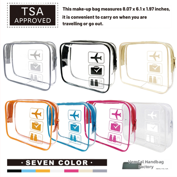 Skaidrus PVC kosmetinės krepšys su TPU, dviejų sluoksnių 60 Silk konstrukcija, užtrauktukas, kelionėms