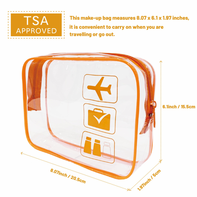 Skaidrus PVC kosmetinės krepšys su TPU, dviejų sluoksnių 60 Silk konstrukcija, užtrauktukas, kelionėms