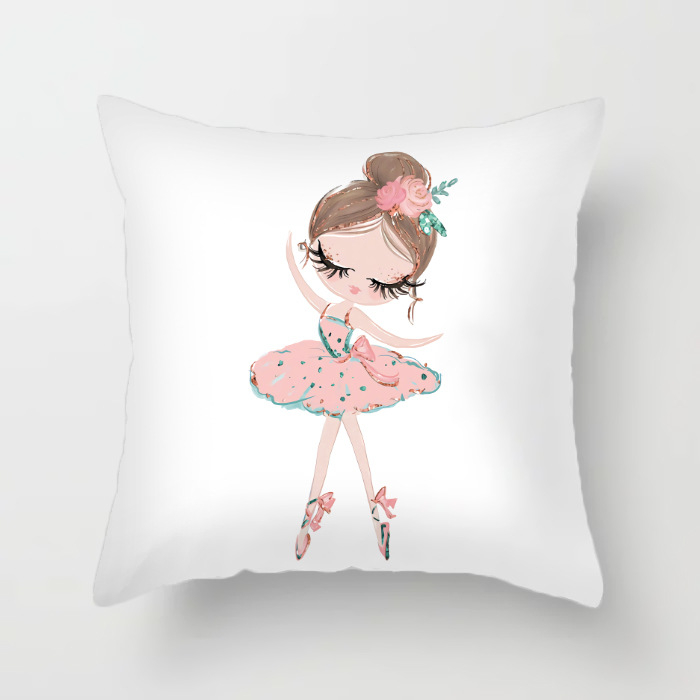 Qinju pūkštas pagalvės užvalkalas – baleto mergaitės motyvas, spauda, paprastas modernus dizainas