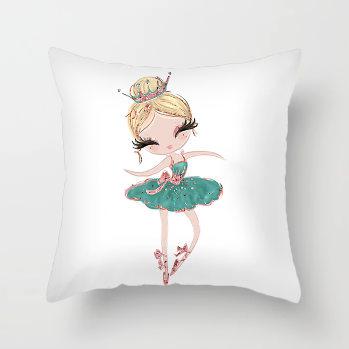 Qinju pūkštas pagalvės užvalkalas – baleto mergaitės motyvas, spauda, paprastas modernus dizainas