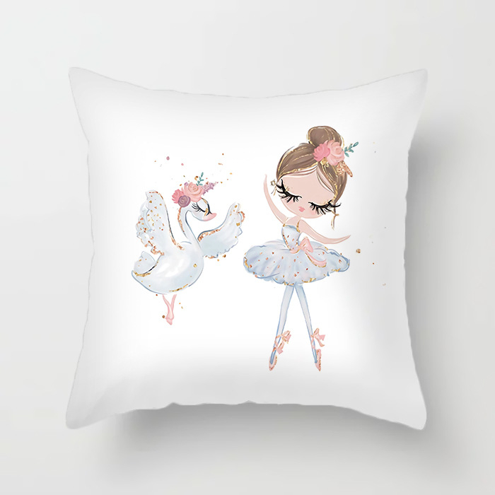 Qinju pūkštas pagalvės užvalkalas – baleto mergaitės motyvas, spauda, paprastas modernus dizainas